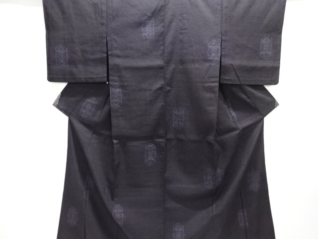 JAPANESE KIMONO / ANTIQUE HITOE KIMONO / SILK / YUK TSUMUGI / WOVEN ABSTRACT PATTERN